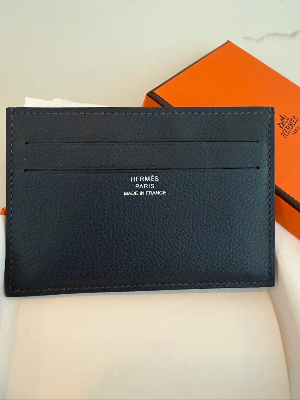 Men’s Hermes Navy Leather Card Holder